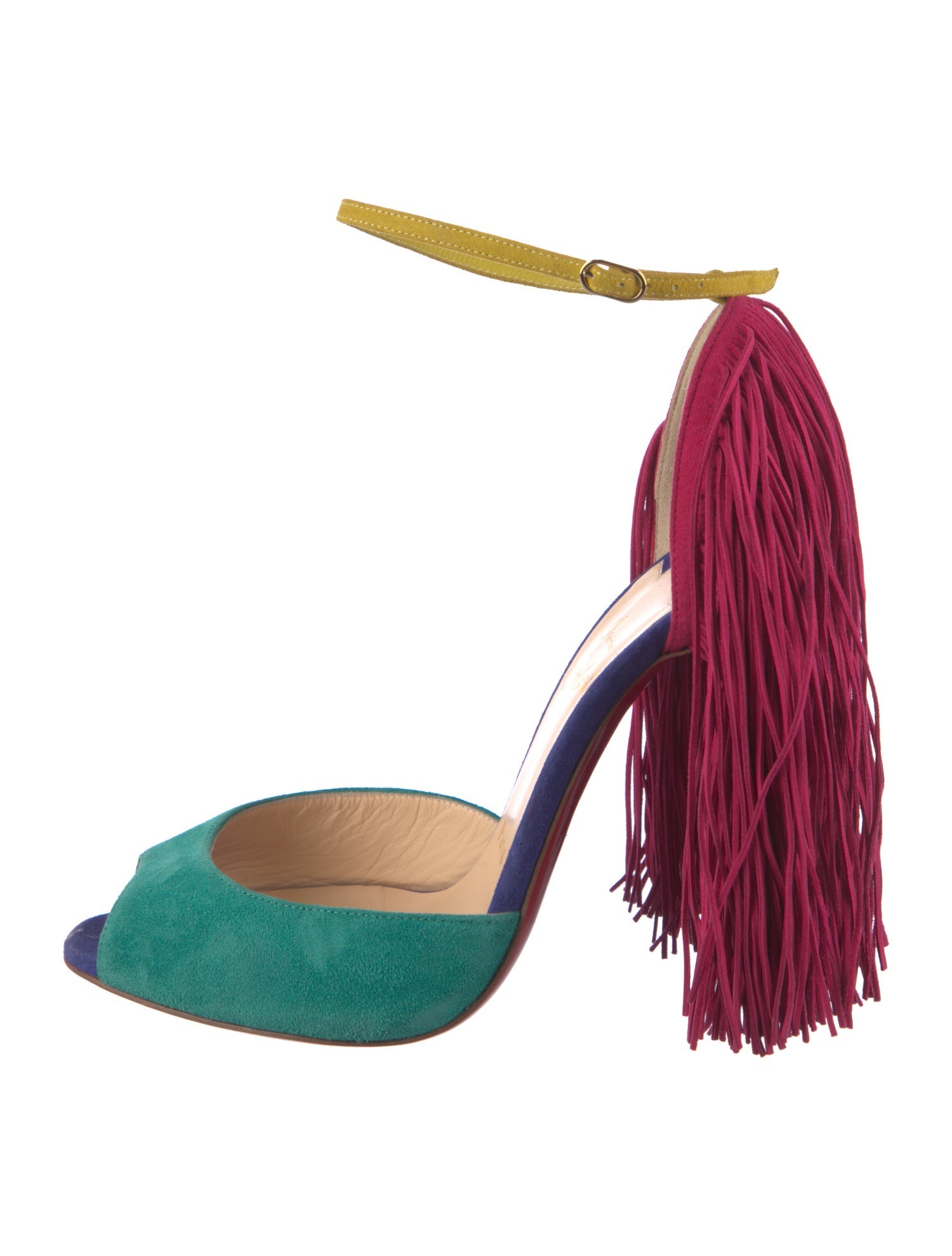Christian Louboutin Suede Colorblock Pattern D'Orsay Pumps