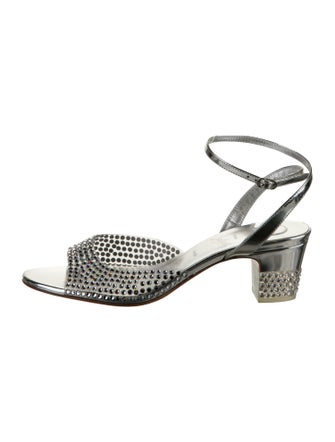 Christian Louboutin Leather Crystal Embellishments Sandals