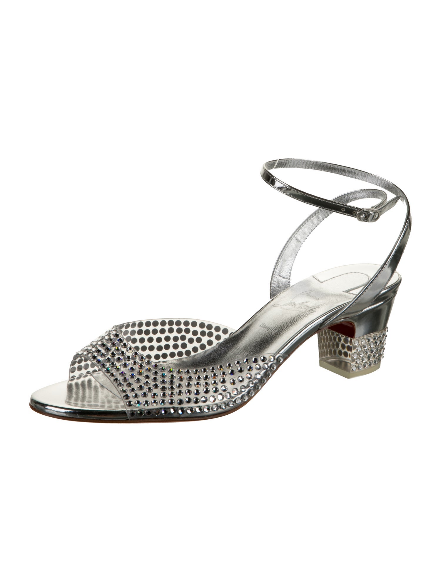 Christian Louboutin Leather Crystal Embellishments Sandals