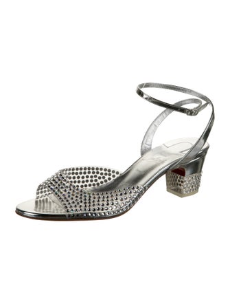 Christian Louboutin Leather Crystal Embellishments Sandals