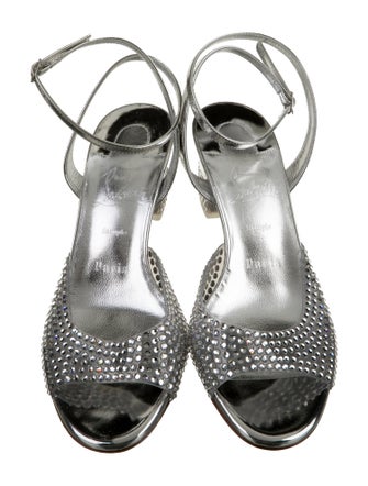 Christian Louboutin Leather Crystal Embellishments Sandals