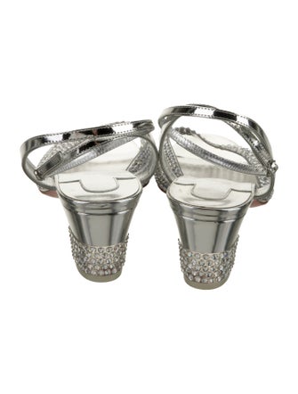 Christian Louboutin Leather Crystal Embellishments Sandals