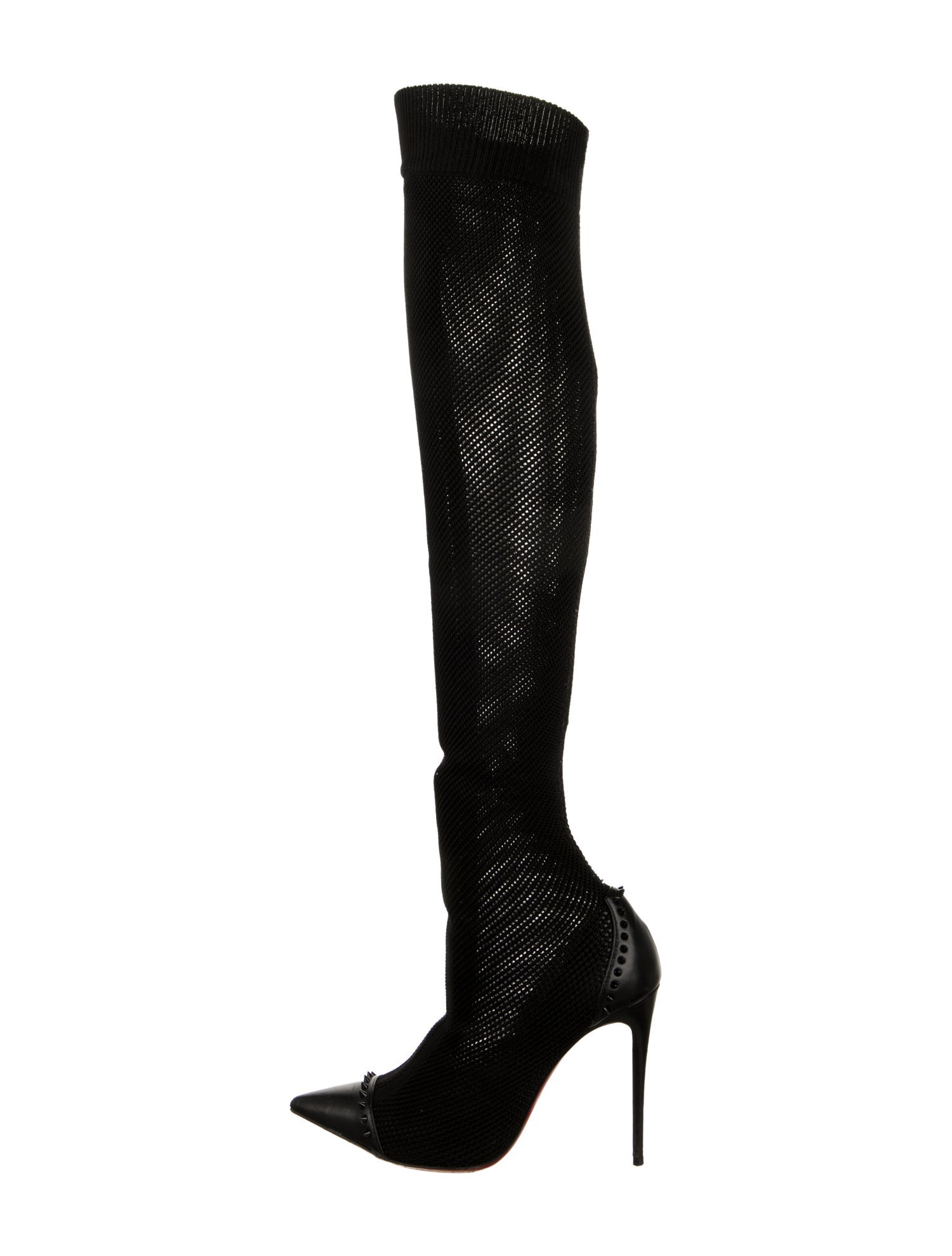 Christian Louboutin Spike Accents Mesh Sock Boots
