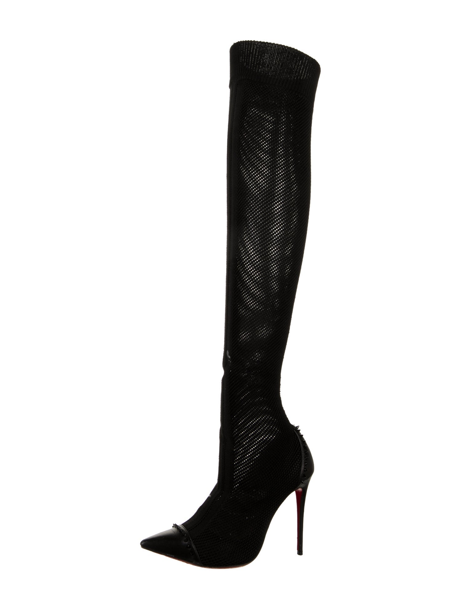Christian Louboutin Spike Accents Mesh Sock Boots