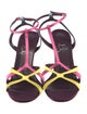 Christian Louboutin Satin Colorblock Pattern T-Strap Sandals