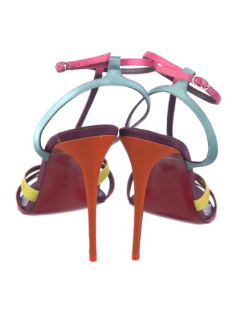 Christian Louboutin Satin Colorblock Pattern T-Strap Sandals
