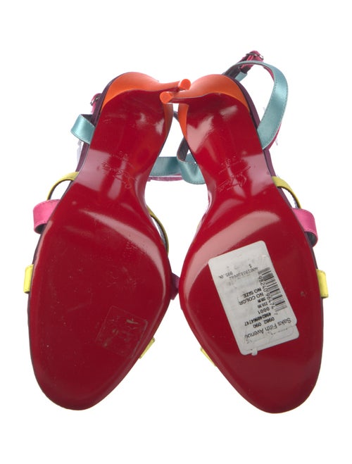 Christian Louboutin Satin Colorblock Pattern T-Strap Sandals