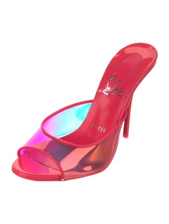 Christian Louboutin PVC Leather Trim Embellishment Slides