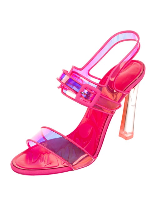 Christian Louboutin PVC Leather Trim Embellishment Slingback Sandals