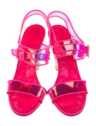 Christian Louboutin PVC Leather Trim Embellishment Slingback Sandals