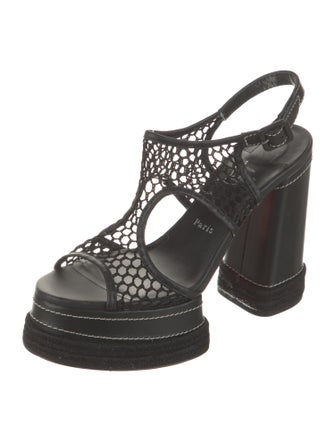 Christian Louboutin Leather Leather Trim Embellishment Slingback Sandals