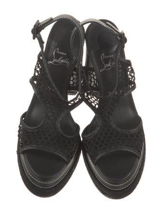 Christian Louboutin Leather Leather Trim Embellishment Slingback Sandals