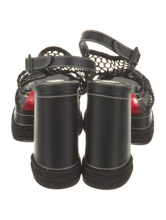 Christian Louboutin Leather Leather Trim Embellishment Slingback Sandals