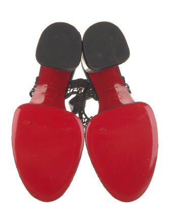 Christian Louboutin Leather Leather Trim Embellishment Slingback Sandals