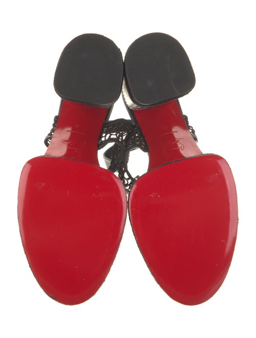 Christian Louboutin Leather Leather Trim Embellishment Slingback Sandals