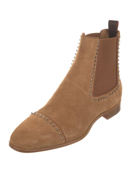 Christian Louboutin Suede Studded Accents Chelsea Boots