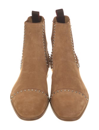 Christian Louboutin Suede Studded Accents Chelsea Boots