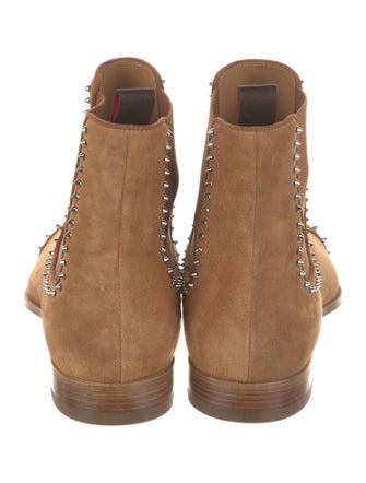 Christian Louboutin Suede Studded Accents Chelsea Boots