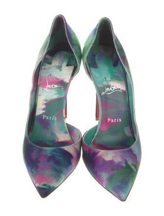 Christian Louboutin Satin Floral Print D'Orsay Pumps