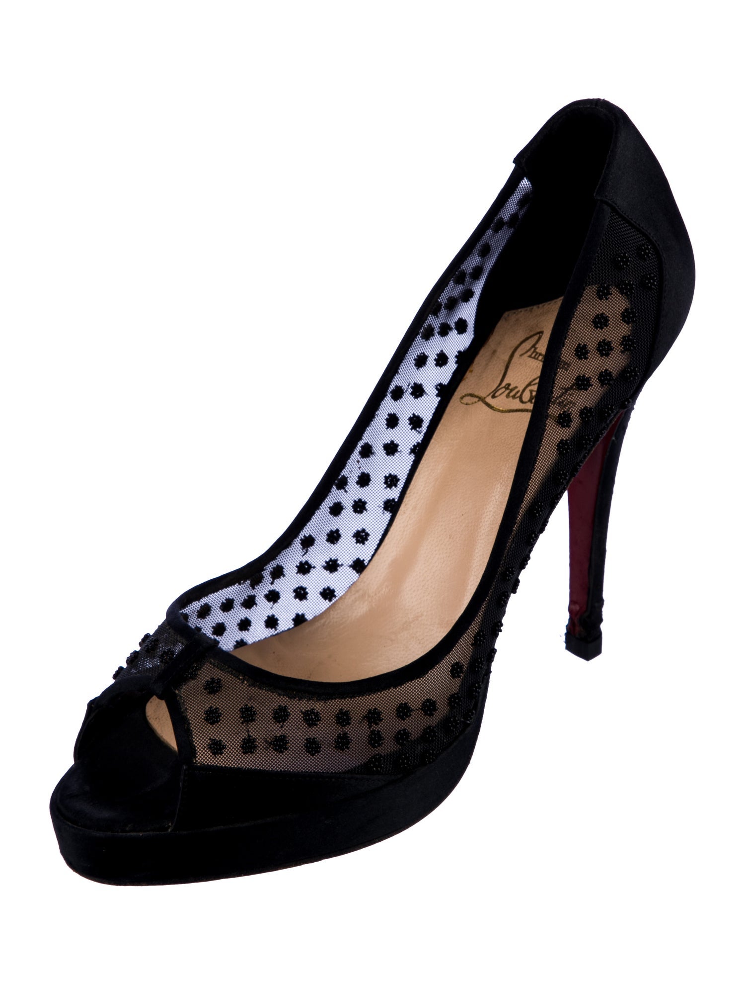 Christian Louboutin Mesh Beaded Accents Pumps