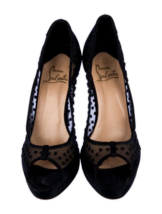 Christian Louboutin Mesh Beaded Accents Pumps