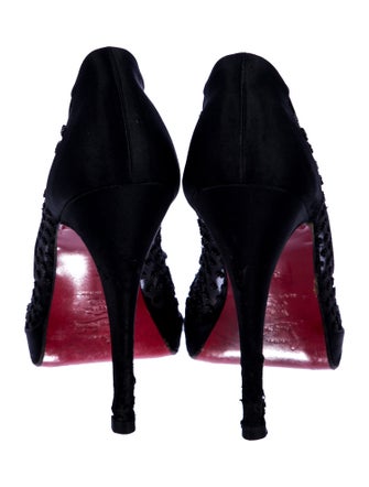 Christian Louboutin Mesh Beaded Accents Pumps