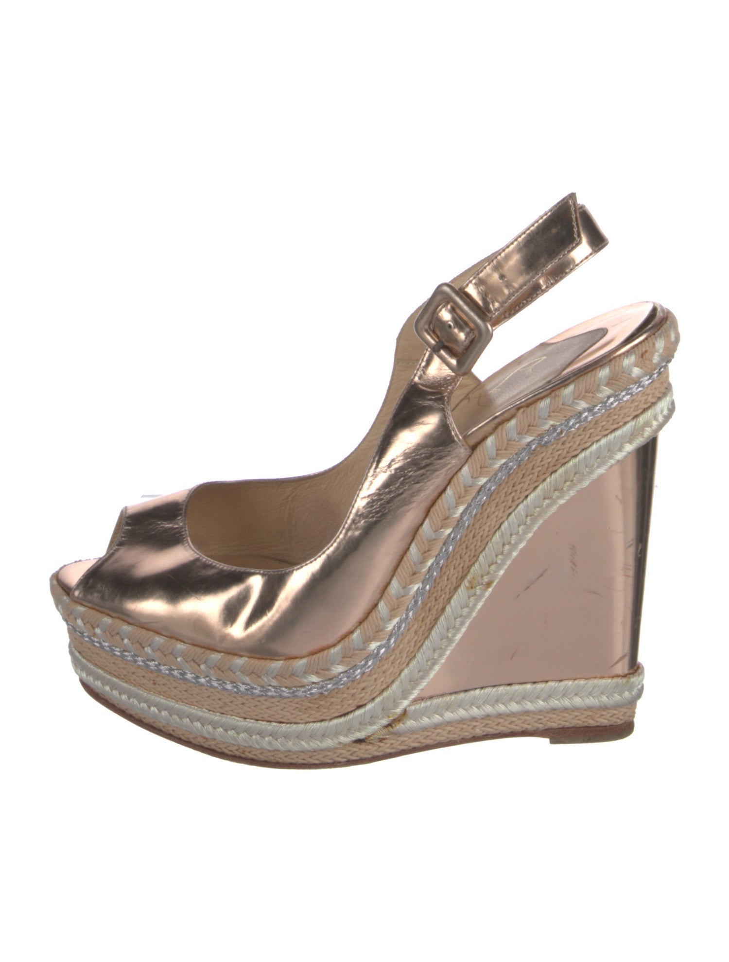 Christian Louboutin Leather Embroidered Accent Slingback Pumps