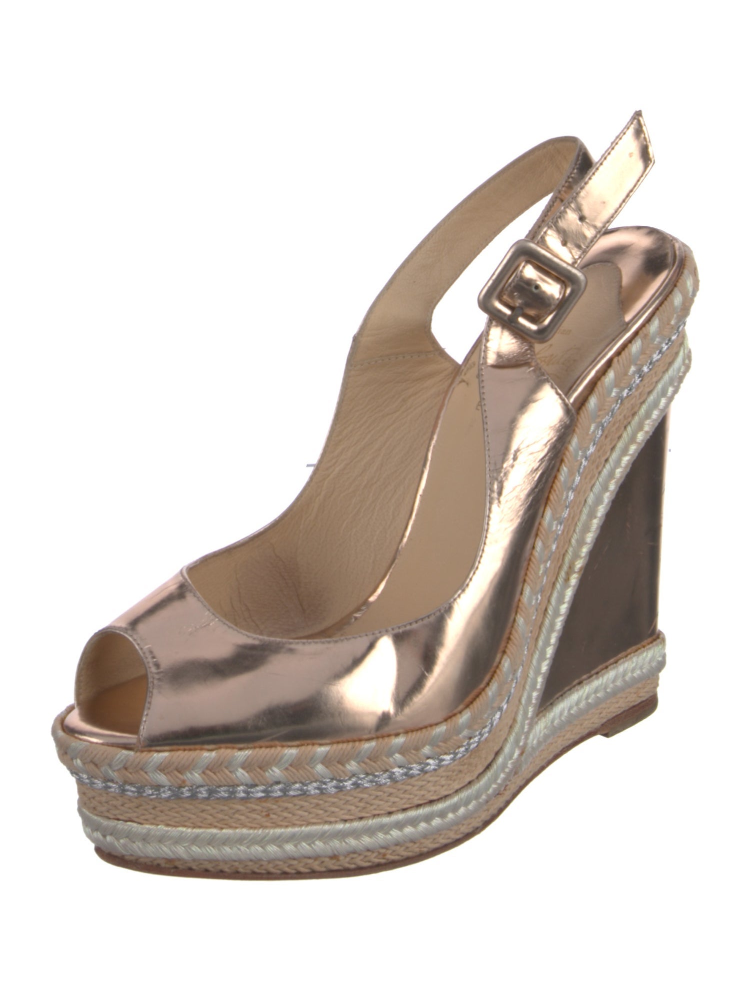 Christian Louboutin Leather Embroidered Accent Slingback Pumps