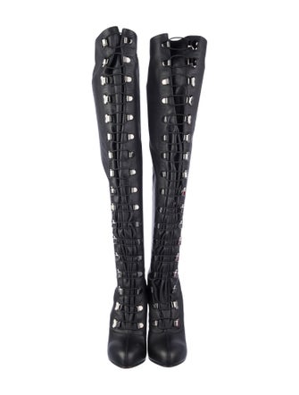 Christian Louboutin Leather Lace-Up Boots