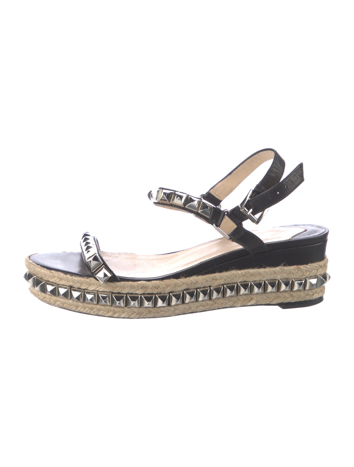 Christian Louboutin Rockstud Accents Leather Espadrilles
