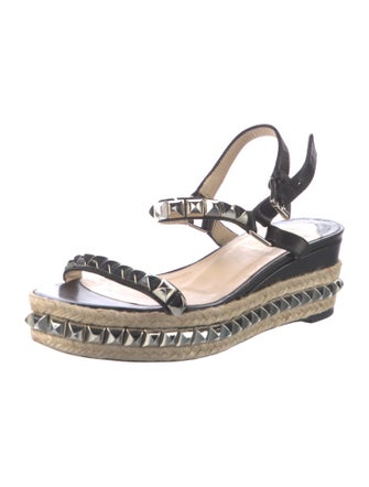 Christian Louboutin Rockstud Accents Leather Espadrilles