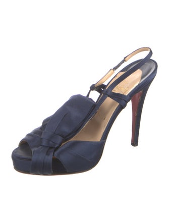 Christian Louboutin Satin Bow Accents Slingback Pumps