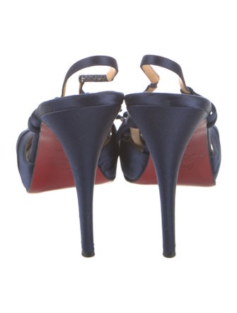 Christian Louboutin Satin Bow Accents Slingback Pumps