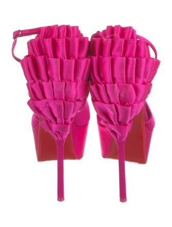 Christian Louboutin Satin Printed D'Orsay Pumps