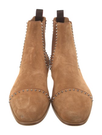 Christian Louboutin Suede Studded Accents Chelsea Boots