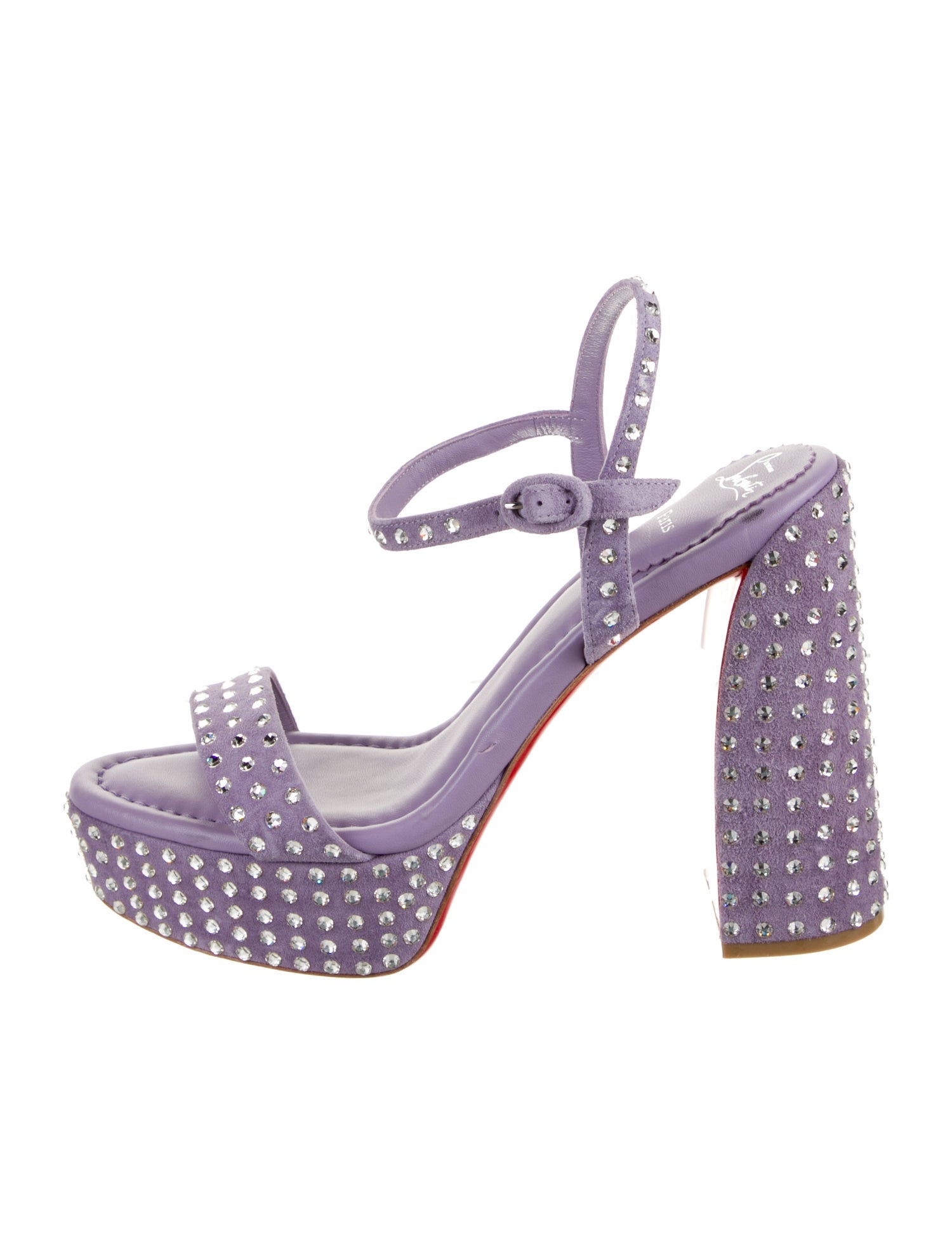 Christian Louboutin Suede Crystal Embellishments Sandals