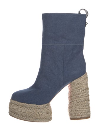 Christian Louboutin Denim Animal Print Boots