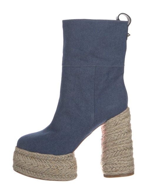 Christian Louboutin Denim Animal Print Boots