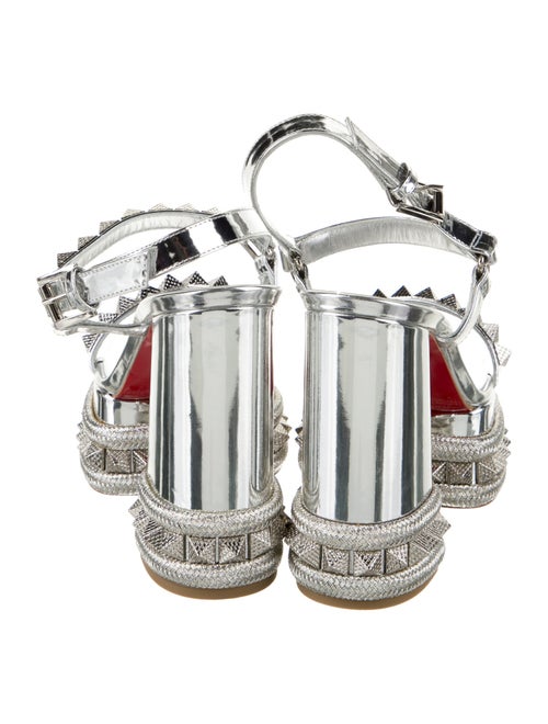 Christian Louboutin Patent Leather Studded Accents Slingback Sandals