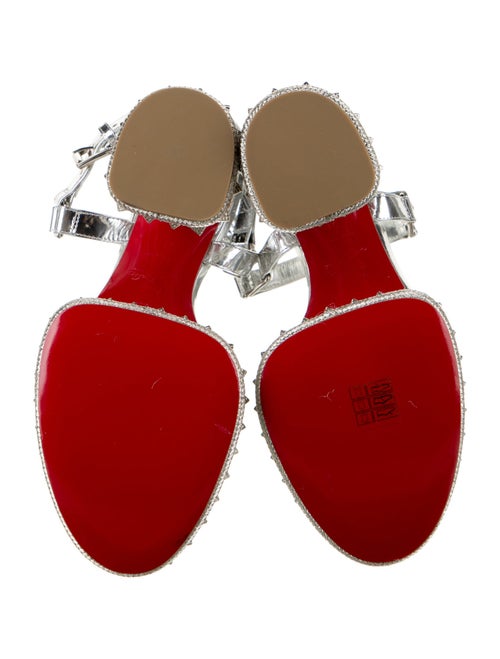 Christian Louboutin Patent Leather Studded Accents Slingback Sandals