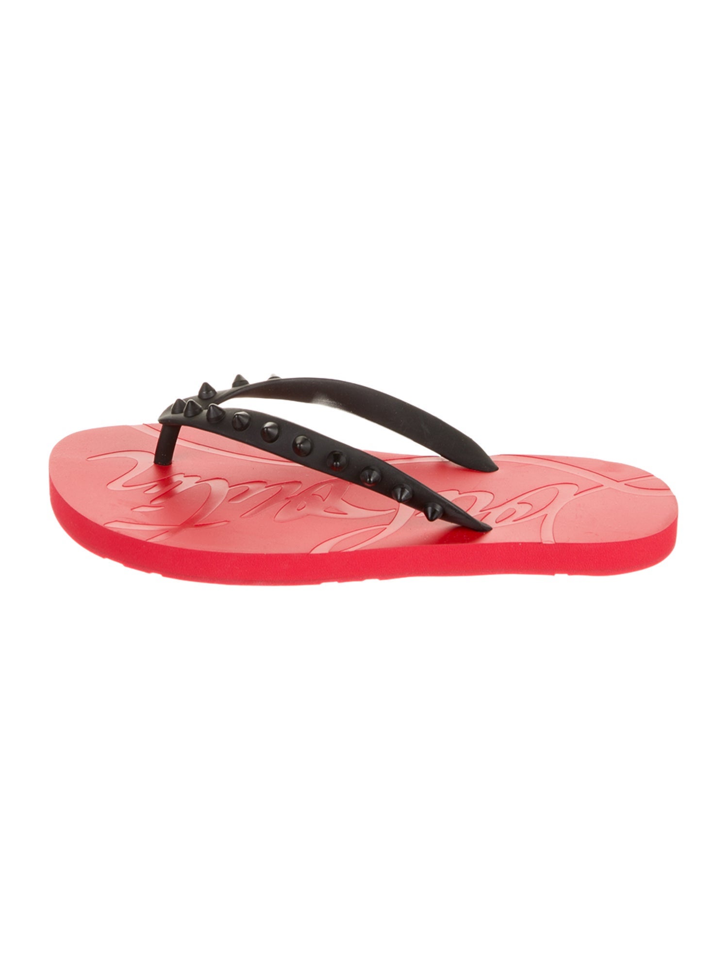 Christian Louboutin Rubber Studded Accents Flip Flops