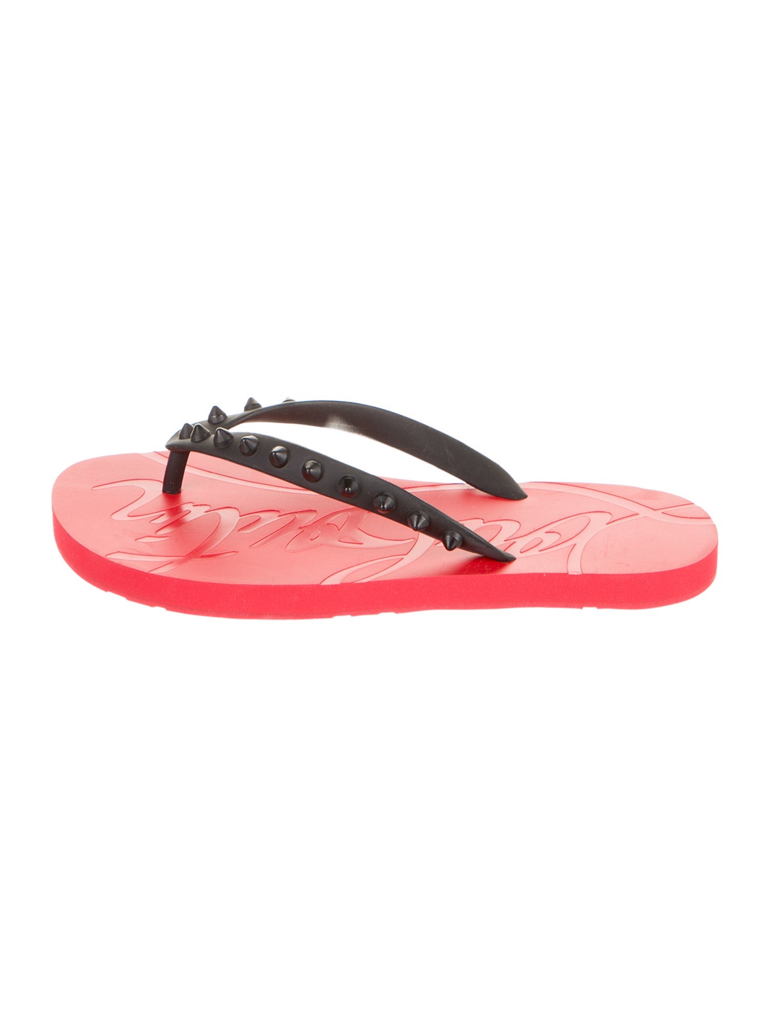 Christian Louboutin Rockstud Accents Rubber Flip Flops