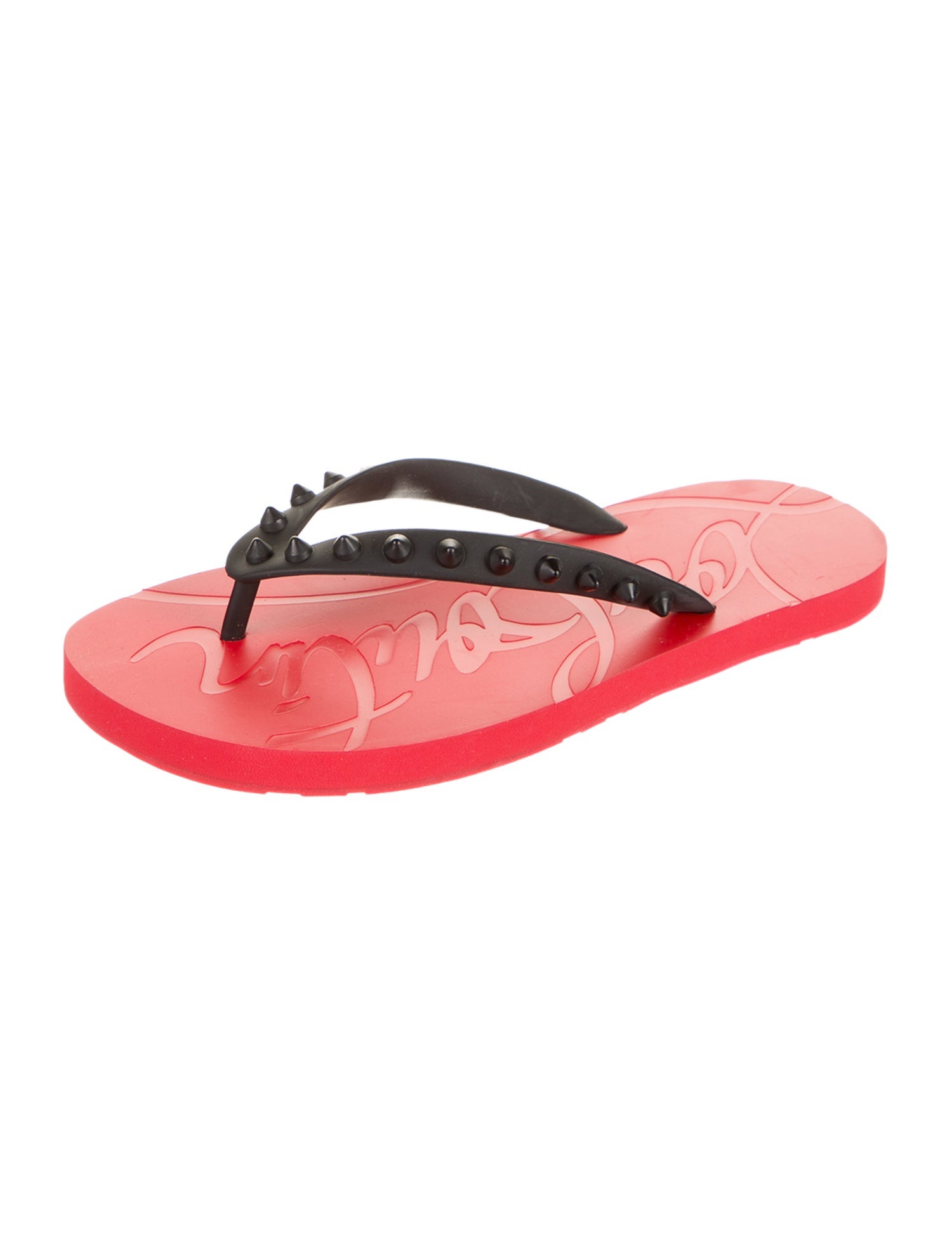 Christian Louboutin Rockstud Accents Rubber Flip Flops