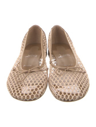 Christian Louboutin Patent Leather Mesh Accents Ballet Flats