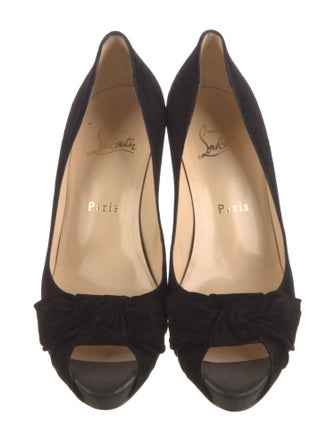 Christian Louboutin Suede Bow Accents Pumps