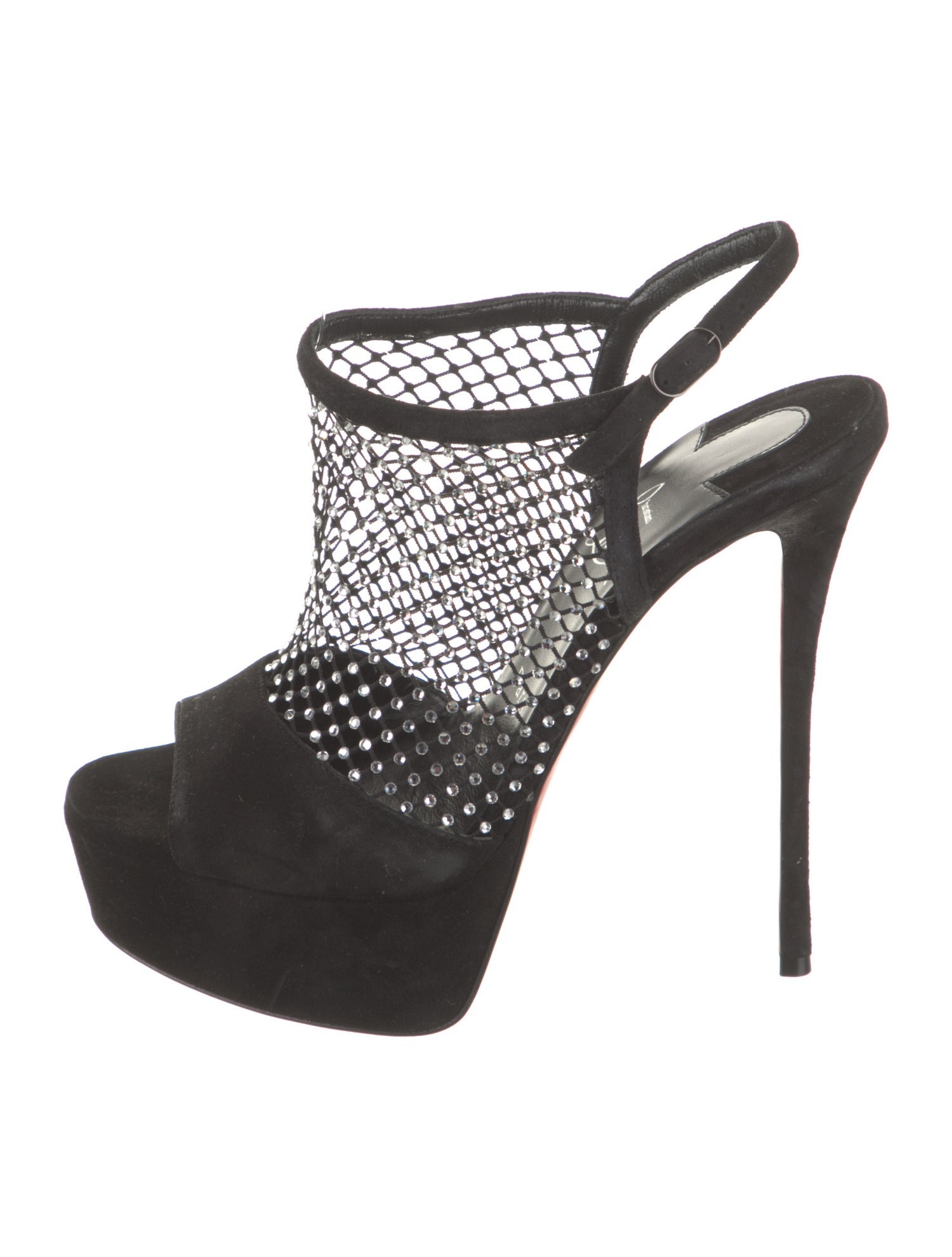 Christian Louboutin Suede Crystal Embellishments Slingback Sandals