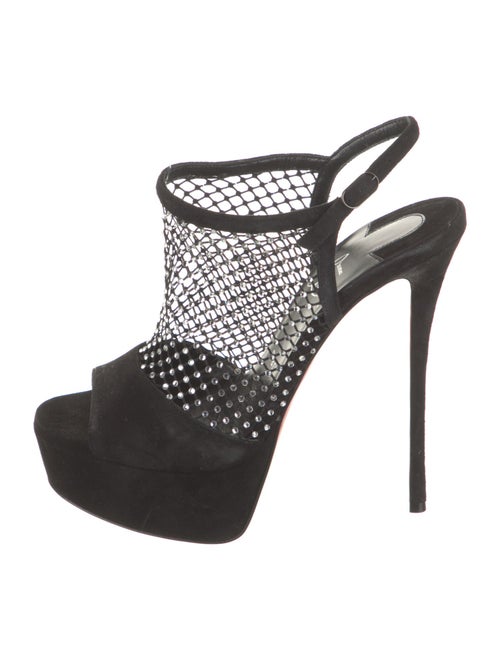 Christian Louboutin Suede Crystal Embellishments Slingback Sandals