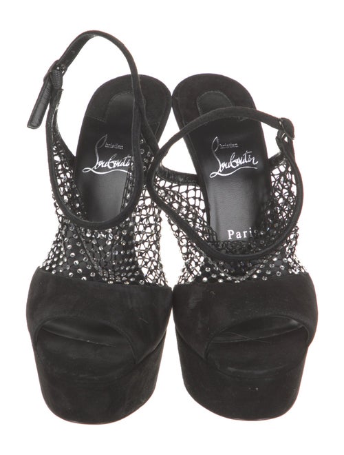 Christian Louboutin Suede Crystal Embellishments Slingback Sandals