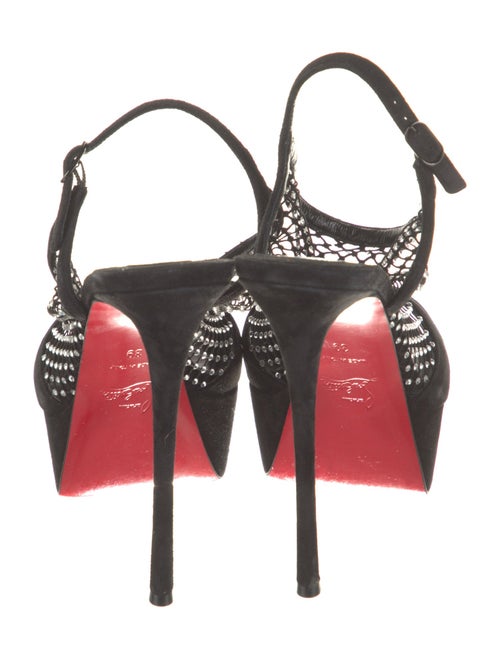 Christian Louboutin Suede Crystal Embellishments Slingback Sandals