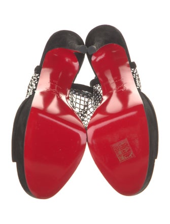 Christian Louboutin Suede Crystal Embellishments Slingback Sandals